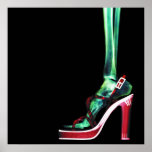 XRAY HIGH HEEL LADY SKELETON FOOT ORIGINAL PRINT