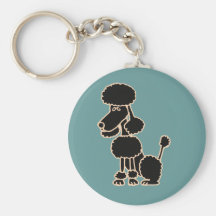 XX- Awesome Black Poodle Sitting Cartoon Key Chains