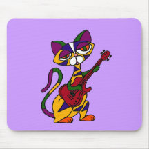 XX- Cool Cat Playing Guitar Cartoon Mousemats