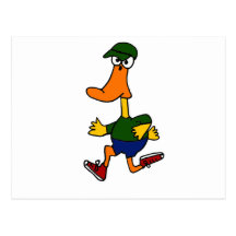 XX- Funny Duck Jogging Design Postcards