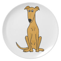XX- Funny Greyhound Dog Cartoon Dinner Plate