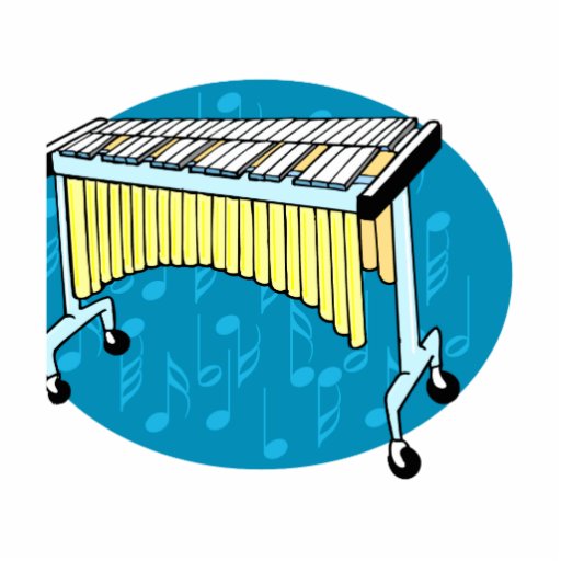 Xylophone graphic with blue background acrylic cut outs