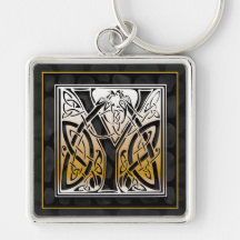 Y Initial "Celtic Black Stone" Key Chain