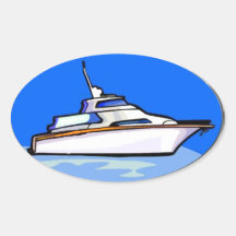 Yacht in Oval Oval Stickers