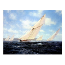 Yacht race at sea post card