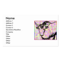 Yak outline in black against a pastel spotty back business cards