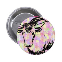 Yak outline in black against a pastel spotty back pin