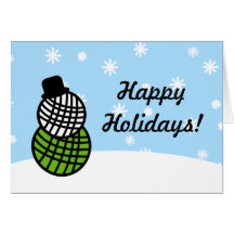 Yarn ball snowman happy holidays Card