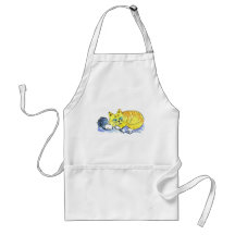 Yarn... What yarn? asks Tig -orange kitten Aprons
