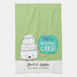 YAY for Wedding Cake! Funny Drawing with Text Hand Towel