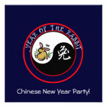 Year of the Rabbit with yin yang (white text) Personalised Invitations