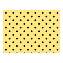 Yellow and Black Polka Dot Pattern. Post Cards
