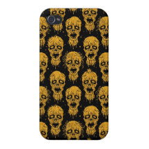 Yellow and Black Zombie Apocalypse Pattern Covers For iPhone 4