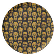 Yellow and Black Zombie Apocalypse Pattern Party Plates