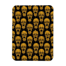Yellow and Black Zombie Apocalypse Pattern Rectangular Magnet