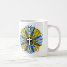 Yellow and Blue Rosary Dream Catcher Mug