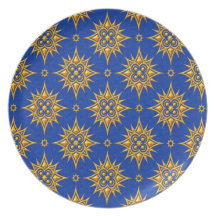 Yellow and Blue Star Pattern Party Plates