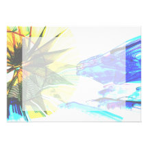 Yellow and Blue Zoomed Rides on White Abstract Announcement