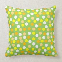 Yellow And Green Polka Dot Throw Pillow