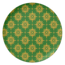 Yellow and Green Star Pattern Plate
