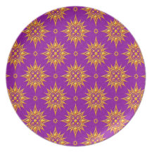 Yellow and Purple Star Pattern Party Plate