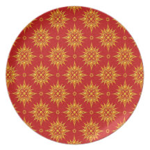Yellow and Red Star Pattern Plate