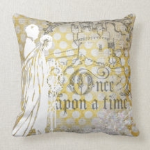 Yellow and White Polka Dot Once Upon a Time Pillow