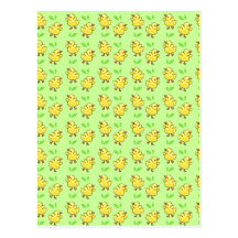 Yellow Baby Chicken Pattern Postcard