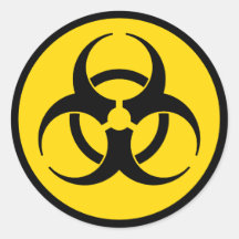 Yellow Biohazard Symbol Sticker