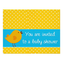 yellow bird baby shower invitation