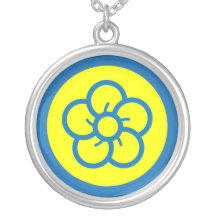 Yellow & Blue Retro Flower Custom Necklace
