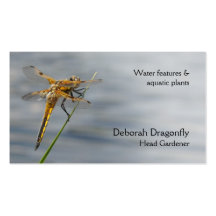 Yellow brown dragonfly business card