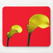 Yellow Calla Lily in Red Mousepad