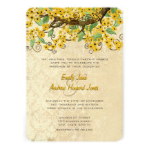 Yellow Cherry Blossom Tea Stain Wedding Invites