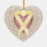 Yellow Childhood Cancer Ribbon From the Heart - SR Christmas Ornament