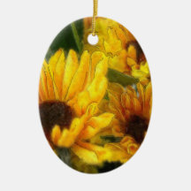 Yellow Chrysanthemums 2 Christmas Ornaments