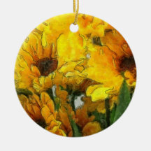 Yellow Chrysanthemums 4 Christmas Ornaments