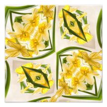 Yellow Daffodils Retro Style Photo Art