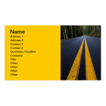 YELLOW DOUBLE LINE PAVEMENT ROADS TRAVELING PHOTO BUSINESS CARD