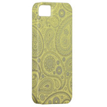Yellow fabric paisley pattern iPhone 5 cases
