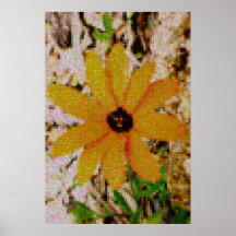 Yellow Flower Mosaic 2 Poster