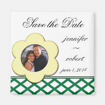 Yellow Flower Photo Frame Save the Date Refrigerator Magnet