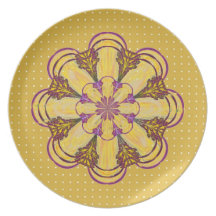 Yellow Flower Polka Dot Plate