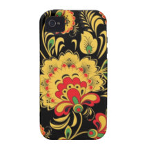 yellow flowers black iPhone 4 covers
