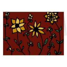 Yellow Flowers on Red Card