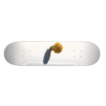 Yellow Flowers White Bucket and Shadow Cutout Skate Deck