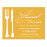 YELLOW GOLD FLATWARE | REHEARSAL DINNER INVITE POSTCARD