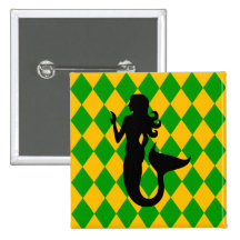 Yellow & Green Diamonds Mermaid Pin