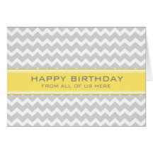 Yellow Grey Chevron Business From Group Birthday Card