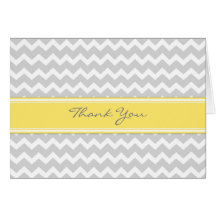 Yellow Grey Chevron Wedding Thank You Card